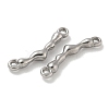 304 Stainless Steel Curved Textured Stick Connector Charms STAS-Q334-48P-2