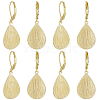 4 Pairs Teardrop Brass Leverback Earrings EJEW-HS0001-21G-1