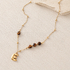 European Faceted Natural Tiger Eye 304 Stainless Steel Alphabet Pendant Necklaces QN9691-5-1