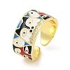 Brass Micro Pave Cubic Zirconia Enamel Cuff Rings for Women RJEW-L113-019G-04-4