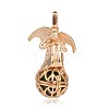 Golden Plated Brass Hollow Round Cage Pendants KK-J249-01G-1