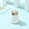 Natural Gemstone Flower 304 Stainless Steel Cuff Open Rings for Women RJEW-JR01067-2