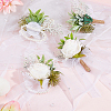 4Pcs Cloth & Plastic Imitation Flower Wrist Corsage & Boutonniere Sets AJEW-PH0008-28-4