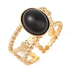 Oval Natural Dyed & Heated Black Agate Finger Rings RJEW-Z057-11G-07-1