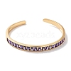 Rectangle Brass Pave Glass Open Cuff Bangles for Women BJEW-Z061-04G-2