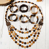 Wood Beaded Multilayer Necklaces & Beaded Bracelets & Dangle Earrings Sets WG7BAAE-02-1