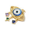 Evil Eye Rack Plating Brass Cubic Zirconia Pendants KK-G504-20G-02-2