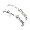 304 Stainless Steel Paperclip & Figaro Chain Bracelets for Women BJEW-JB12445-02-5