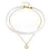 Flat Round with Letter O Alloy Enamel Pendant Necklaces for Women NJEW-TAC0033-1