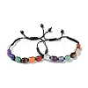 Natural Mixed Gemstone Rectangle Braided Bead Bracelets BJEW-P295-01-1