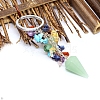 Natural Green Aventurine Cone Charm Keychain G-PW0007-030C-1