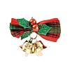 Christmas Linen Big Bowknot with Iron Bell Decorations AJEW-S088-02A-1