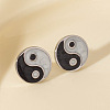 Retro Chinese Style Stainless Steel Flat Round with Yin-yang Stud Earrings MT2482-1-1