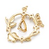 Brass Clear Cubic Zirconia Glass Pendants ZIRC-C024-20G-4