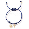 Adjustable Brass Religion Cross Virgin Charm Nylon Cord Braided Bracelets GY3057-4-1