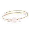 Natural Rose Quartz & Pearl Round Beaded Bangle BJEW-JB08464-02-1