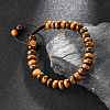 Adjustable Natural Tiger Eye Braided Bead Bracelets BJEW-F369-A06-6