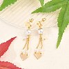 Brass ABS Plastic Pearl Dangle Stud Earrings EJEW-U040-16G-3