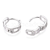 Brass Micro Pave Clear Cubic Zirconia Hoop Earrings EJEW-C121-16P-2