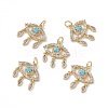 Brass Clear & Cyan Cubic Zirconia Pendants KK-E068-VA196-2-4