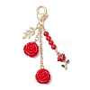 Valentine's Day Theme Rose Resin & Alloy Enamel Pendant Decoration HJEW-JM02345-1