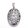 304 Stainless Steel Rhinestone Locket Pendants STAS-P056-10P-1