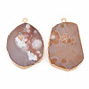 Natural Cherry Blossom Agate Pendants G-N326-125-03LG-2