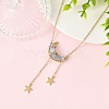 Natural Aquamarine Chip Beads Moon Pendant Brass Cable Chain Necklaces for Women NJEW-TA00257-04-1