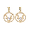 Brass Micro Pave Cubic Zirconia Pendants ZIRC-F134-24G-03-2