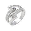 Brass Micro Pave Cubic Zirconia Cuff Open Rings for Women RJEW-L343-12P-01-4