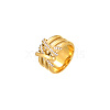 Golden Stainless Steel Rhinestone Wide Band Rings AG2526-4-1