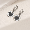 Stainless Steel Flat Round with Hollow Heart Hoop Earrings Daily Holiday Accessories OM1741-2-1