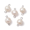 Natural Cultured Freshwater Pearl Connector Charms PALLOY-JF03090-01-1