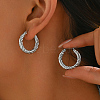 Elegant Stainless Steel Twisted Texture Hoop Earrings SE4228-2-1