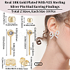 Beebeecraft 20Pcs 2 Style Brass Stud Earring Findings EJEW-BBC0001-24G-2