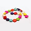 Flower Synthetic Turquoise Beads Strands X-TURQ-I021-15mm-02-2