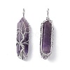 Natural Amethyst Copper Wire Wrapped Pointed Pendants G-F733-05E-2