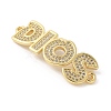 Brass Micro Pave Clear Cubic Zirconia Letter DIOS Connector Charms KK-P294-34G-2