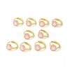 Enamel Heart Hoop Earrings with Clear Cubic Zirconia EJEW-E270-03G-03-3