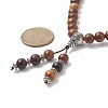 Alloy Gourd Tassel Pendant Necklace with Wood Beaded Chains for Women NJEW-JN04181-3