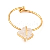 Nuggets Natural Quartz Crystal Charms Four Prong Finger Rings for Women RJEW-Z051-02G-01-2