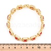 Square Brass Micro Pave Clear Cubic Zirconia and Glass Link Chain Bracelets BJEW-T025-04G-01-3