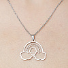 201 Stainless Steel Hollow Rainbow & Cloud Pendant Necklace NJEW-OY001-87-1