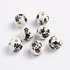 12mm Round Black Handmade Printed Porcelain Beads X-PORC-Q201-12mm-5-1