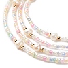 Natural Pearl & Glass Seed Beaded Rope Knot Multi Layered Necklace for Women NJEW-JN03908-03-4