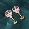 Zinc Alloy Enamel Stud Earrings EJEW-Z088-03G-01-3