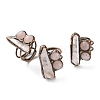 Nuggets Natural Quartz Crystal & Rose Quartz Adjustable Rings RJEW-A041-04R-1