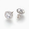 Cubic Zirconia Stud Earrings EJEW-P167-07P-2