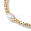 Oval Natural Cultured Freshwater Pearl & Glass seed Beaded Stretch Bracelets for Women BJEW-JB10536-3