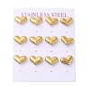 Ion Plating(IP) 304 Stainless Steel Heart Stud Earrings EJEW-C099-12G-1